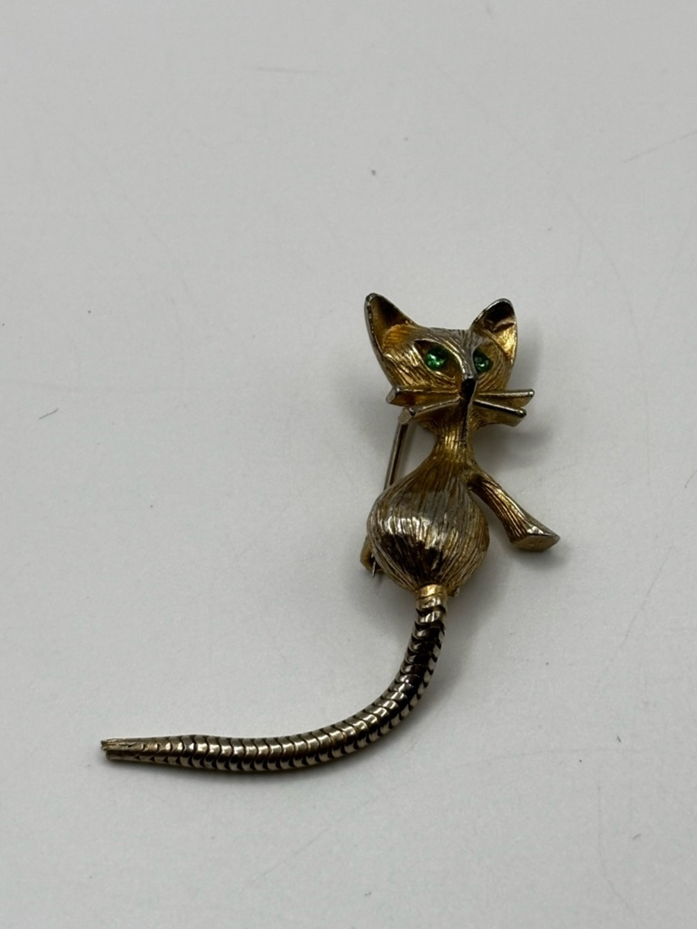 Vintage Cat Brooch with Flexible Snake Tail - Picture 7 of 14